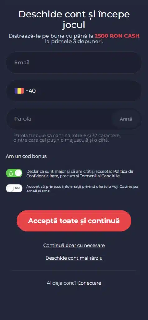 inregistrare yoji casino