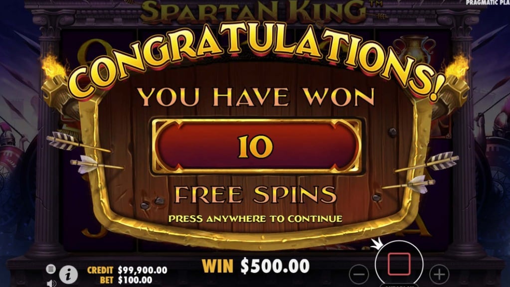 spartan king free spins