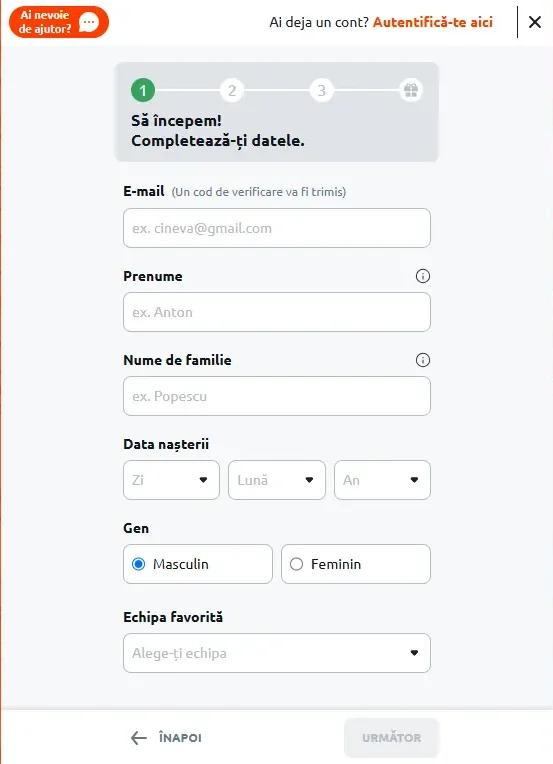betano inregistrare pasul 2