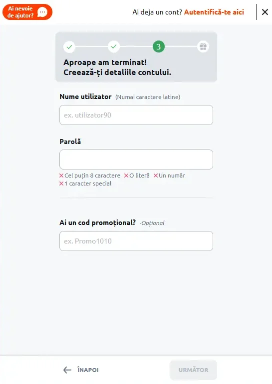 betano inregistrare pasul 4