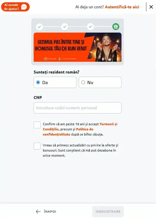 betano inregistrare pasul 5